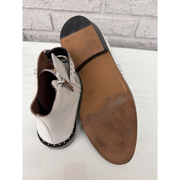 Gianni Bini Harlee Women’s Triple Buckle Zip Studded White Leather Bootie 7.5M - Picture 9 of 11